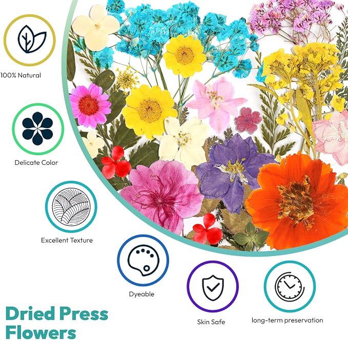 Dried Flowers, Resiners 58Pcs Pressed Flowers - Image 3