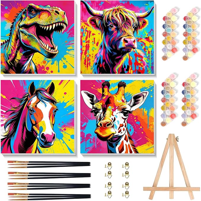 4 Pack Paint by Numbers Kit for Kids by Arttoplus