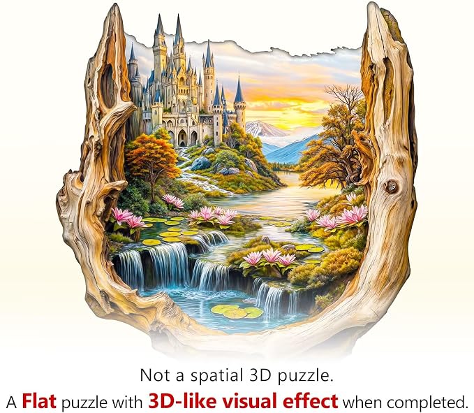 Wooden Puzzles for Adults Fantasy Castle Waterfall Driftwood Puzzles 240 Pieces - Image 7