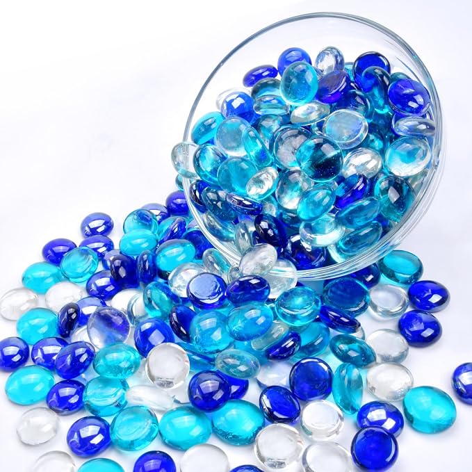 10LB Blue Mix Flat Glass Marbles - Image 7