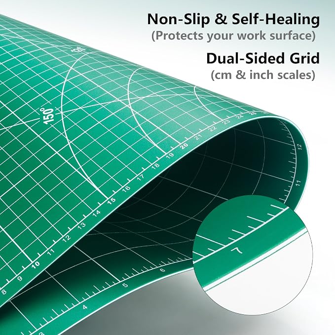 ArtAt Self Healing Cutting Mat: 18″x 24″ Green Double Sided, Non-Slip 5 Layers - Image 5