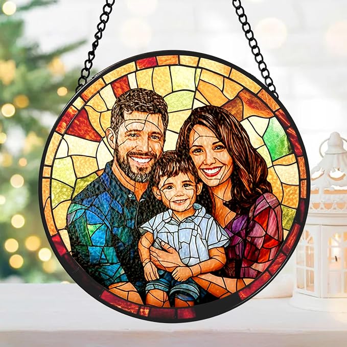 Personalized Family Stained Glass Sun Catcher, Custom Photo Family Portrait - Image 4