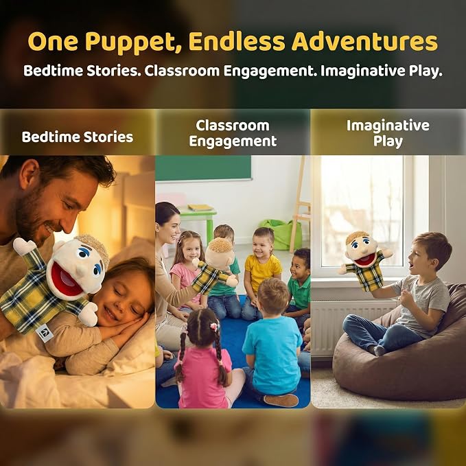 Family Hand Puppets for Kids, Includes Grandpa, Son - Image 4