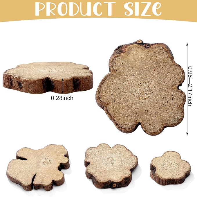 Gerrii 90 Pcs Irregular Wood Slices Log Slices - Image 2