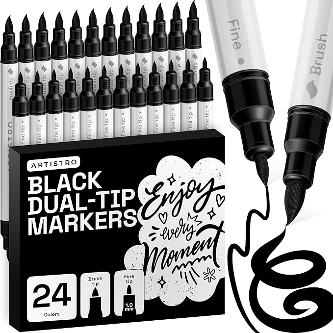ARTISTRO 24 Black Acrylic Paint Markers by ARTISTRO