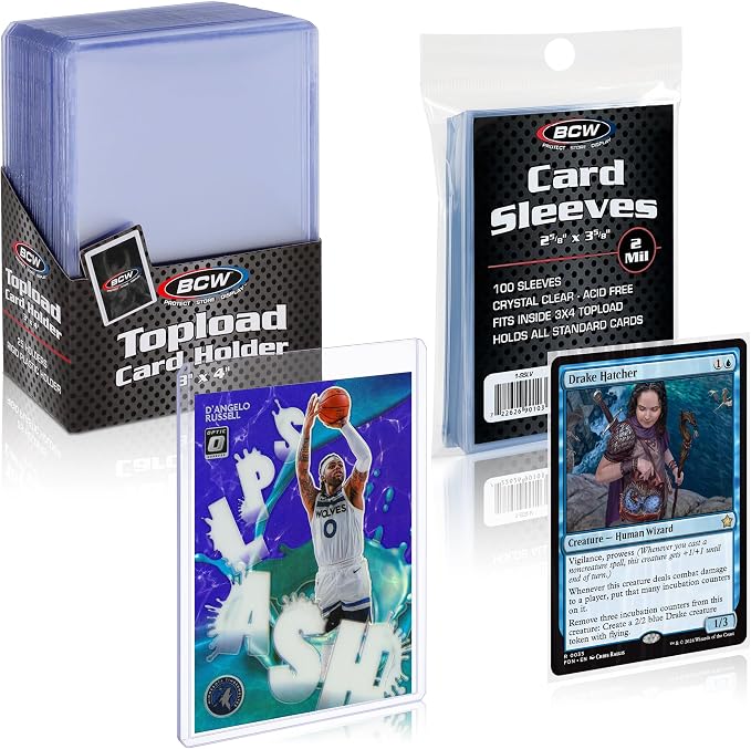 BCW 50-Count Topload Card Holders & 100-Count Trading Card Sleeves | Protects by BCW