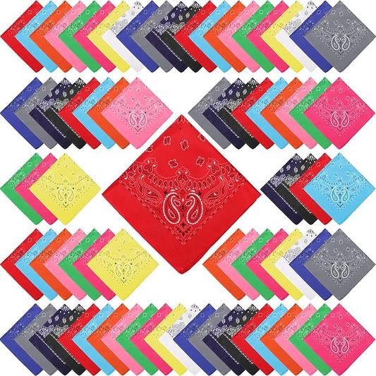 100 Pack Bandanas Unisex Paisley Bandanas Bulk Multi Purpose Cowboy Head Wrap by Handepo