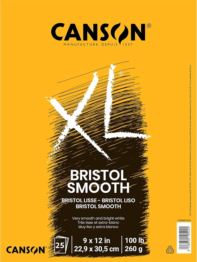 Canson XL Series Bristol Paper, Foldover Pad, 9x12 inches, 25 Sheets by Unknown