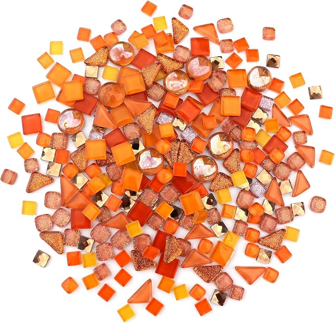 LITMIND 1.1LB Orange Mixed Irregular Crystal Glass Mosaic Tiles - Image 4