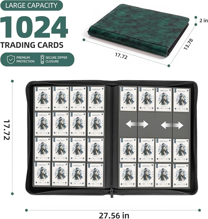 Card Binder 16 Pocket, Premium 1024 Double Sided Pocket Collection Binder - Image 3