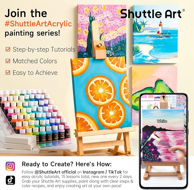 Shuttle Art Acrylic Paint, 25 Colors Acrylic Paint Set, 2oz/60ml Bottles - Image 2