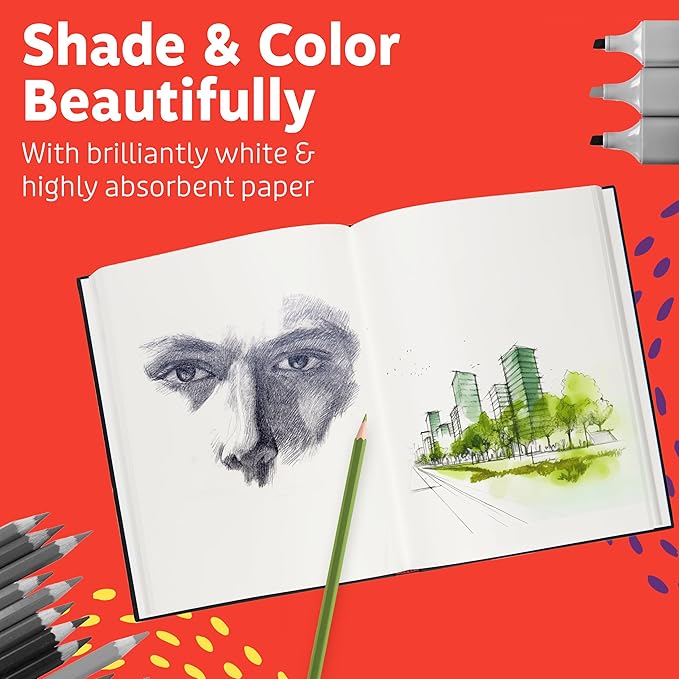 Artlicious Hardcover Sketch Book 2 Pack, 5.5" x 8" Black Drawing Books - Image 7