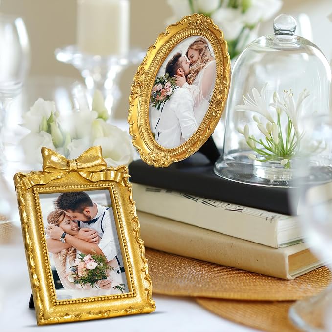 Vicenpal 6 Pcs Tiny Picture Ornate Frames 4 x 6 Inch Small Vintage Oval Picture - Image 4