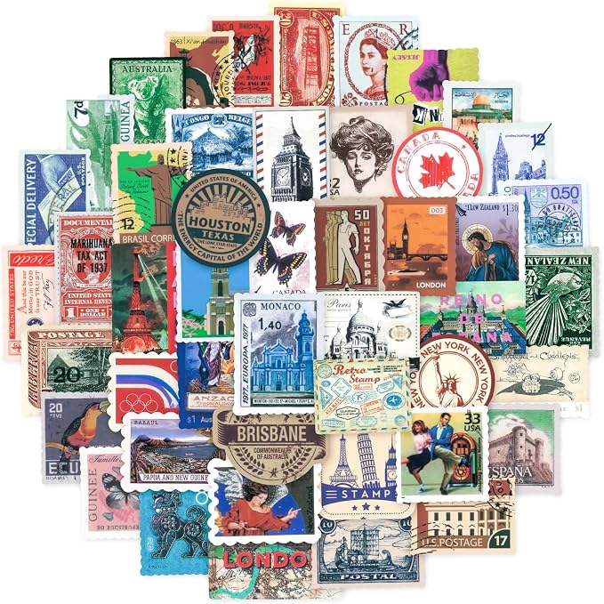 PRSTINCOL 100 Pcs Vintage Stamp Stickers by PRSTINCOL