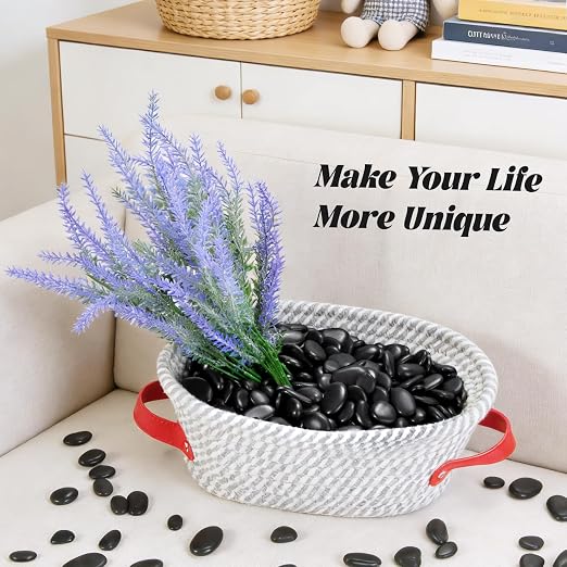 10 lb Natural Polished Black Pebbles, 3/8-1/2 Inch Decorative White Rocks - Image 3