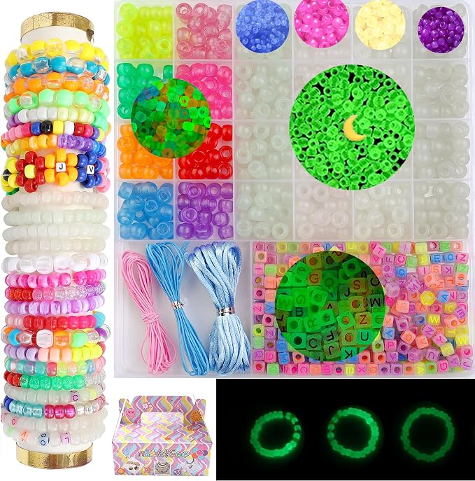 Acrylic Pony Beads Jewelry Making Kit – 96 Colors, UV Color Changing & Glow - Image 3