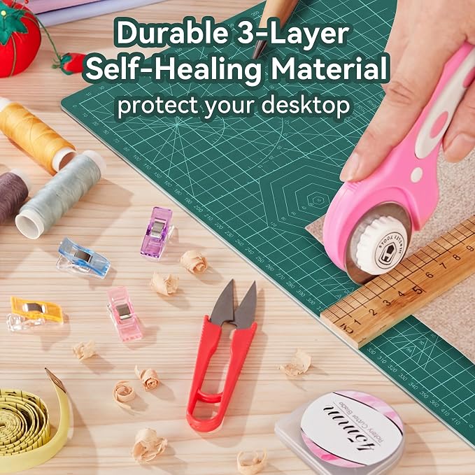 3Pcs Self Healing Cutting Mat, Double-Sided Non-Slip Rotary Cutting Board - Image 6