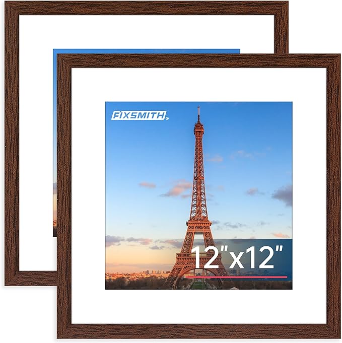 FIXSMITH 12x12 Picture Frame Brown Set of 2, Photo Frame by FIXSMITH