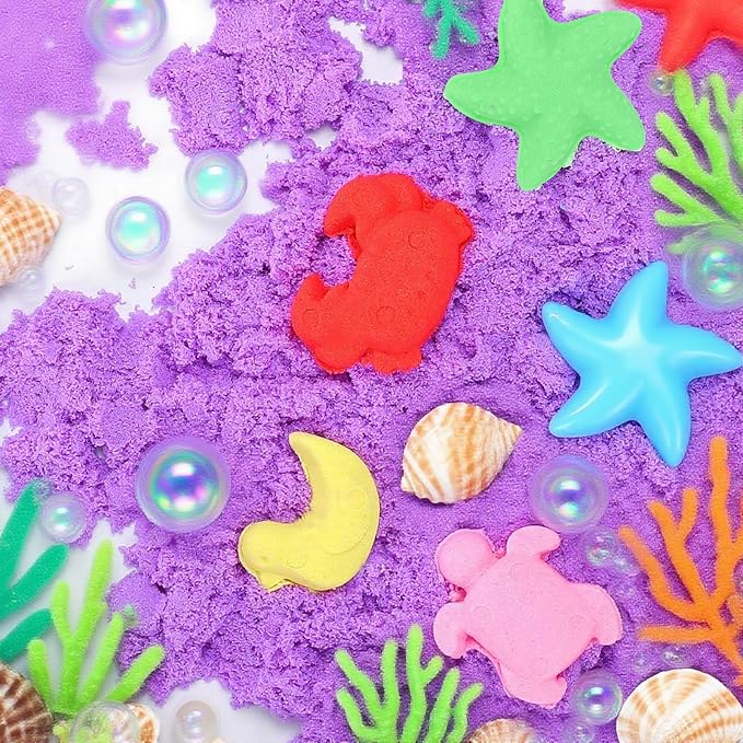 FURWEY Play Sand Set, with 6.6lbs of Colorful Sensory Sand, Plus 10 Tools & - Image 6