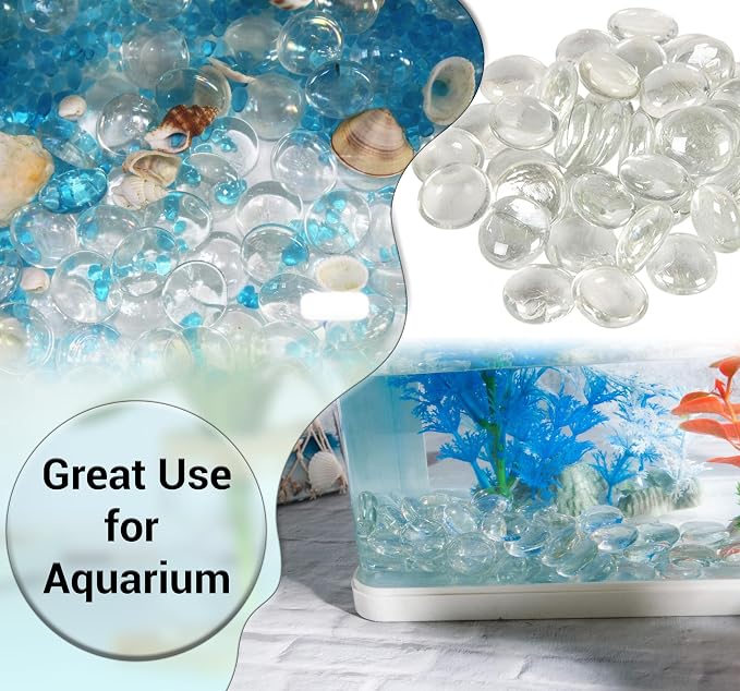 ARSUK Flat Glass Marbles, Fish Tank Rocks, Table Scatter, Glass Pebbles - Image 6