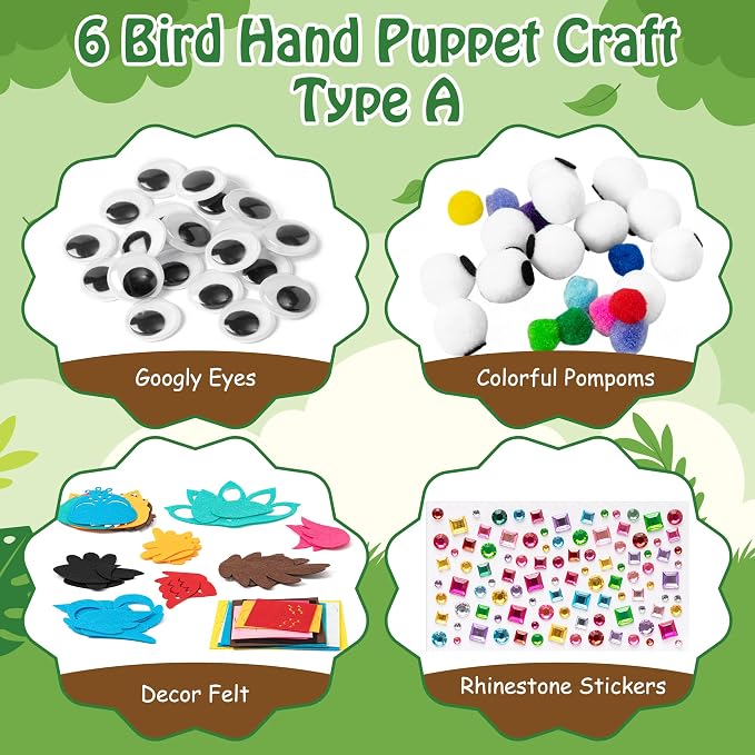 WATINC 6Pcs Hand Puppet Making Kit, Art Craft Felt Sock Puppet Toys, Creative - Image 2