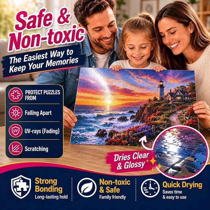Jigsaw Puzzle Glue Clear with Applicators, No Yellowing Puzzle Saver - Image 7