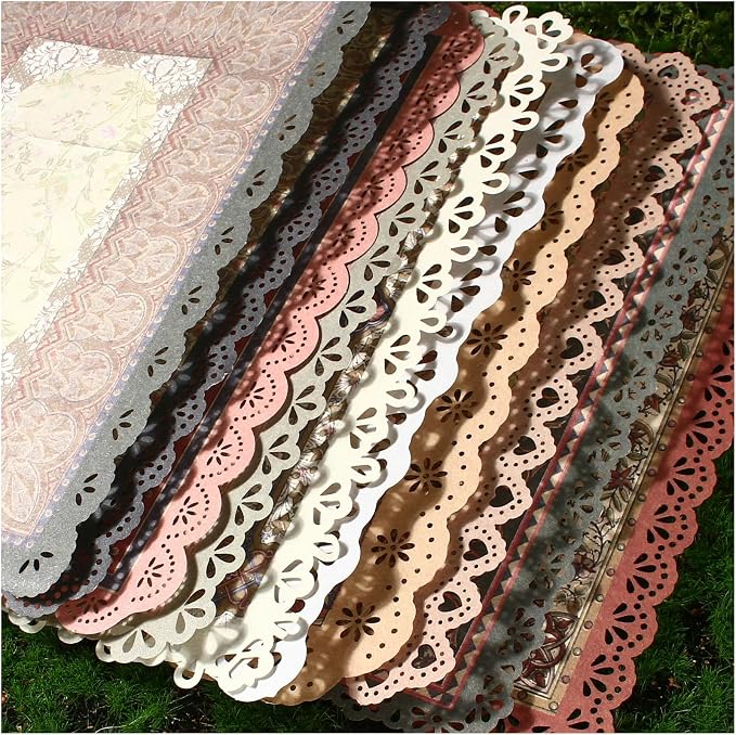 30 Sheets Lace Edged Vintage Scrapbook Paper, Scrapbooking, Letter Writing by Diuhofart
