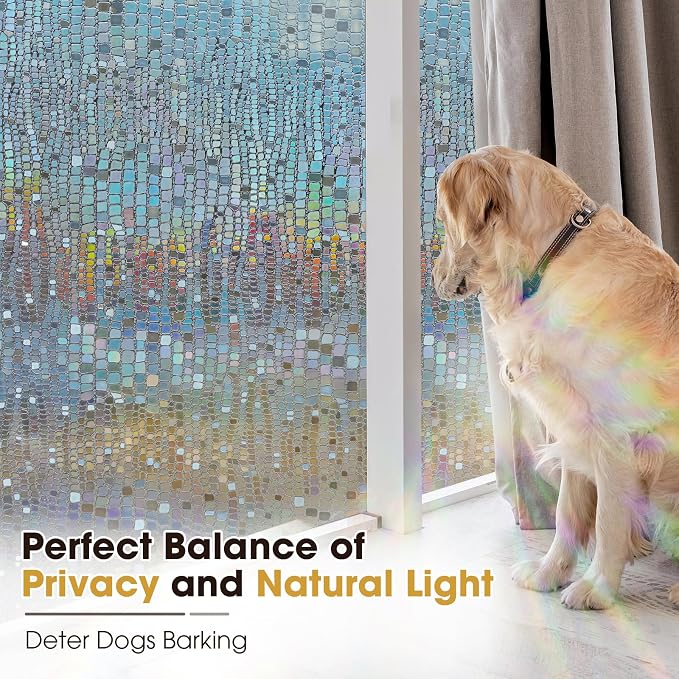 Windimiley Window Privacy Film 3D Rainbow Stained Glass Static Clings Bathroom - Image 3
