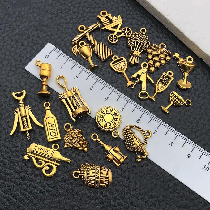 WOCRAFT 60pcs Antique Gold Wine Bracelet Charms - Image 4