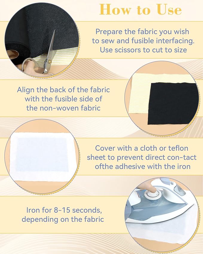 FIVEIZERO Fusible Interfacing for Sewing, 17in x 30yd Medium Weight Iron on - Image 4
