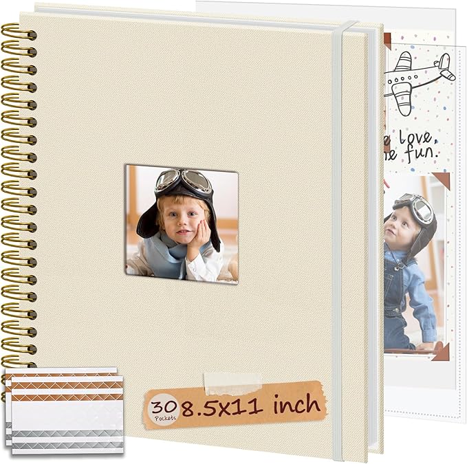 8.5x11 Inch Scrapbook Photo Album, Linen Cover DIY Scrapbooks by Hiwhy