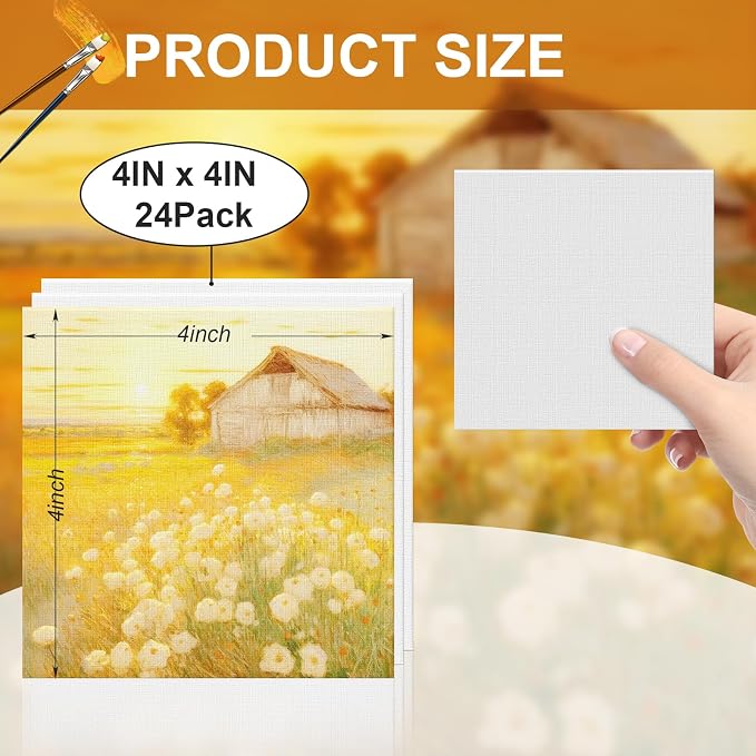 ESRICH 4x4IN Small Canvases for Painting, 24 Pack Mini Canvas Boards Cotton - Image 2