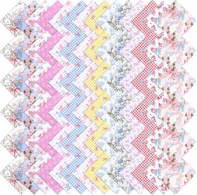 84 Pcs Multicolor Charm Packs for Quiltings, Beautiful Colorful Bow and Flower by Unknown