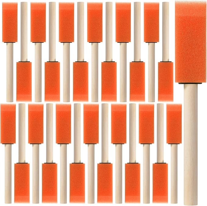 Bates- Foam Paint Brushes with Wood Handle, 1 Inch, 26 Pack, Sponge Brushes by BatesChoice