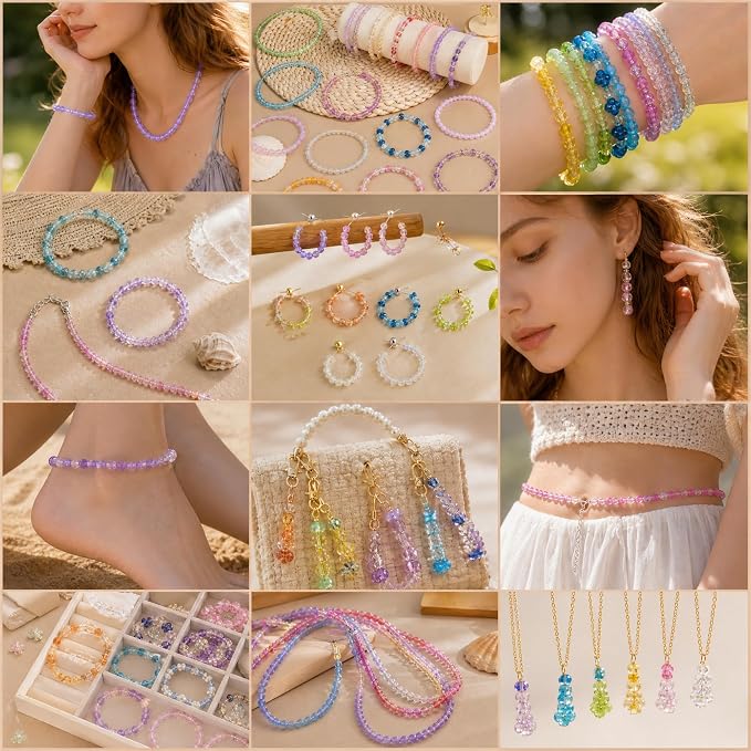 7200PCS 6mm Glass Beads Bracelet Making Kit, 144 Colors Assorted Crystal Beads - Image 4