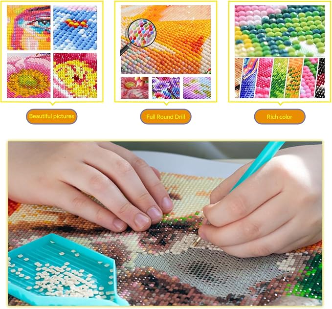 Diamond Paintings Kits for Beginners, Full Round Drill Diamond Arts Kits for - Image 7
