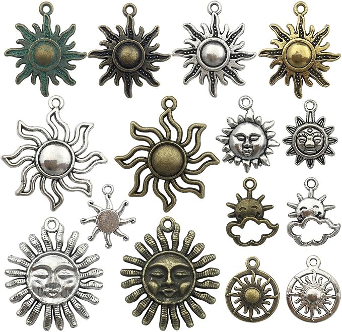 Celestial Sun Charm-100g Craft Supplies Sun Charms Pendants by WOCRAFT