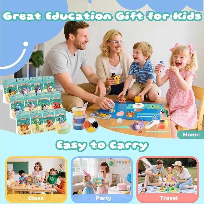 Air Dry Clay Kit, 12 Sea Creature Modeling Clay - Image 7