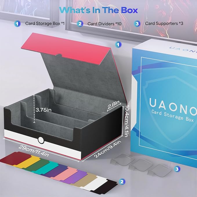 UAONO Card Storage Box for Trading Cards, 1800+ PU Leather Commander Card Deck - Image 7