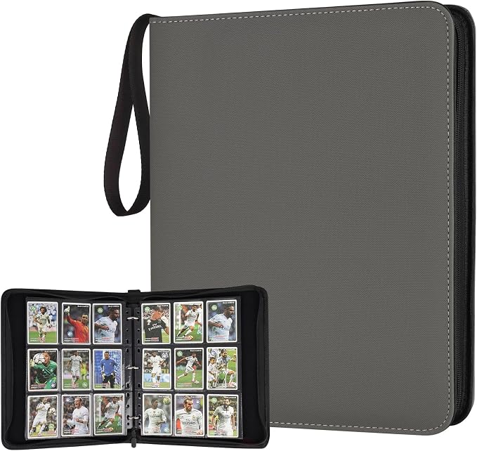 GERMUN 3 Ring 9 Pocket Zipper Card Binder, 720 Double Sided Standard PU Trading by GERMUN