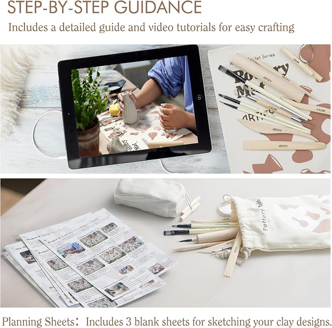 ARTIFY Air Dry Clay Kit for Adults, DIY Pottery Craft Airdry Tool Kit at Home - Image 7