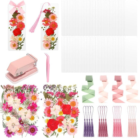 AmazingSpark 222 Pcs Dried Flower Bookmark Making Kit Include DIY Pressed by Unknown