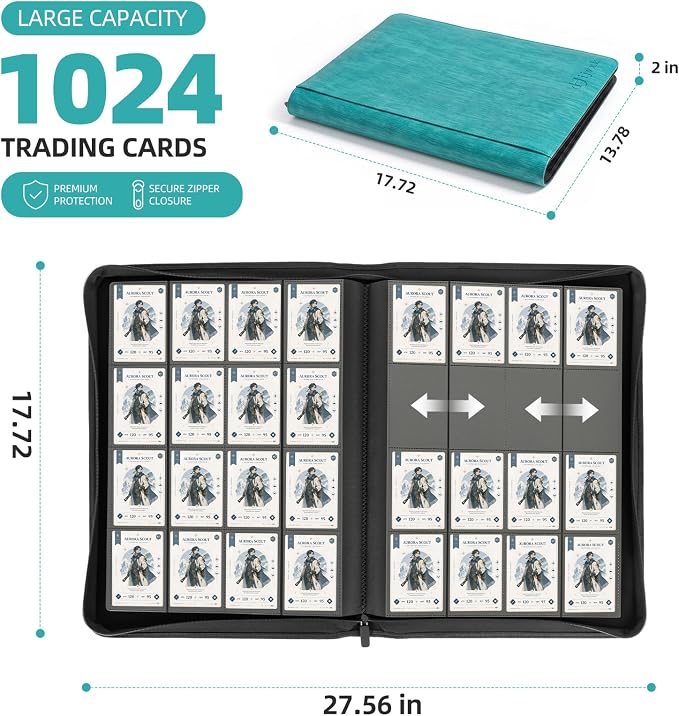 Card Binder 16 Pocket, Premium 1024 Double Sided Pocket Collection Binder - Image 3