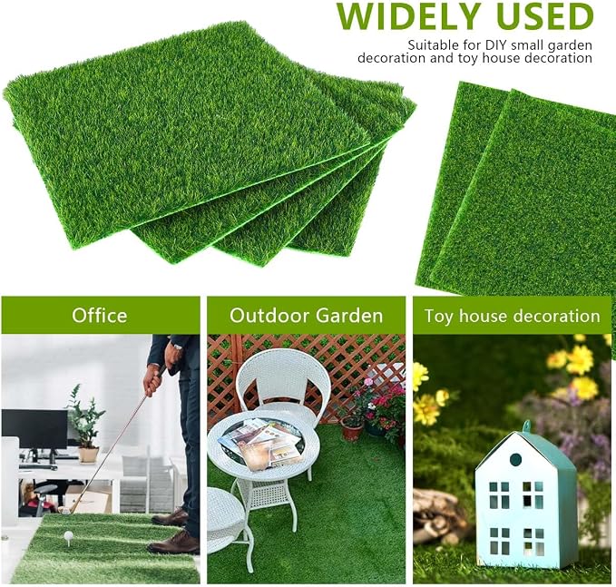 KISEER 6 Pack Fairy Garden Grass 6 x 6 Inches Miniature Artificial Craft Grass - Image 4