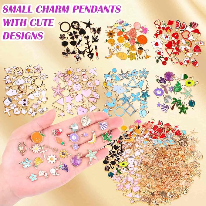 Acejoz 300Pcs Charms for Jewelry Making, Wholesale Bulk Assorted Gold-Plated - Image 4