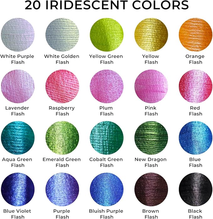 Artme Iridescent Acrylic Paint Set, 20 Chameleon Colors in 2 oz/60ml Bottles - Image 2