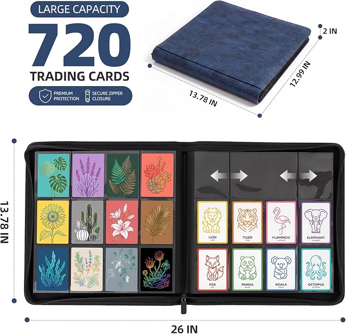 Card Binder 12 Pocket, Premium 720 Double Sided Pocket Collection Binder - Image 3