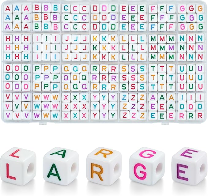 DoDoBeads 252 Pcs 10mm Chunky Square Letter Beads, Colorful Big Alphabet Beads by DoDoBeads