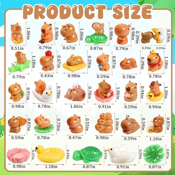 33 Pcs Mini Capybara Figurines 25 Style Adorable Resin Capybaras Miniatures - Image 3