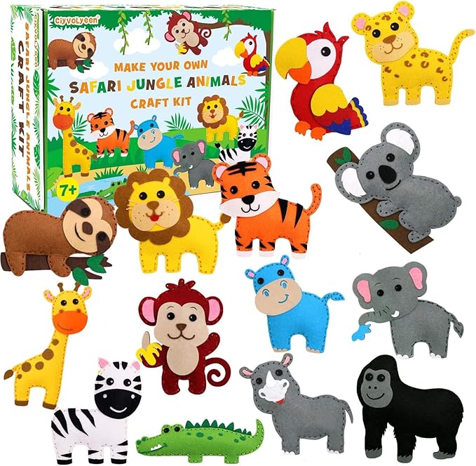 CiyvoLyeen Kids Sewing Kit Crafts – DIY Safari Jungle Animals Felt Plush by CiyvoLyeen